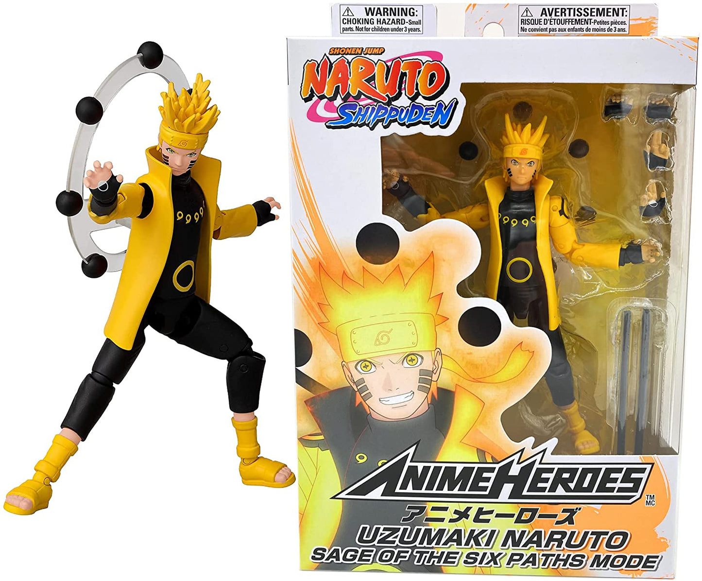 Bandai Naruto Anime Heroes Naruto Uzumaki Naruto Sage of Six Paths Action Figure Toy